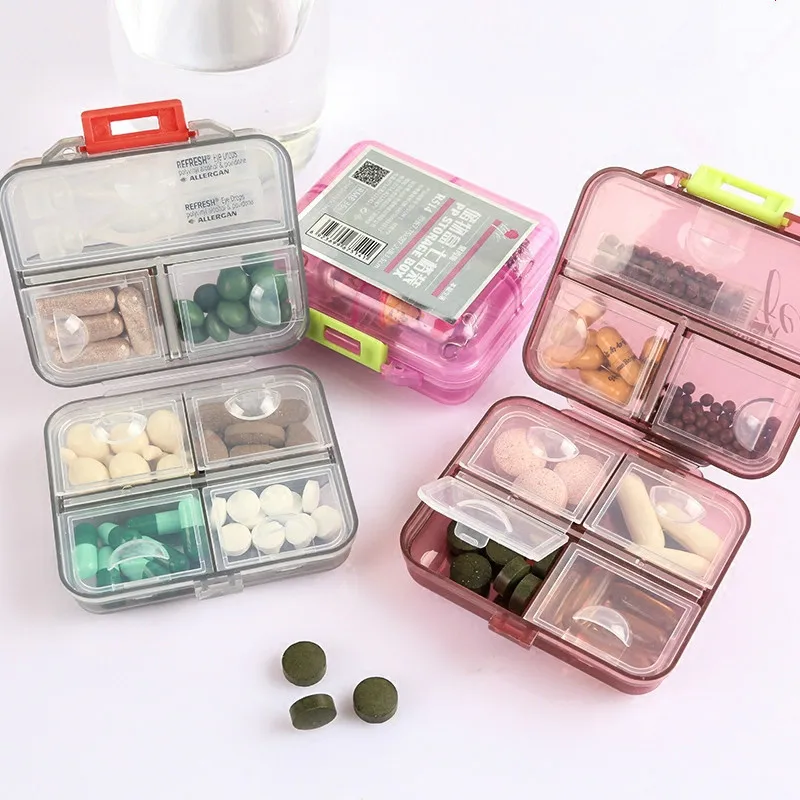 

Portable travel medicine box 7 grids a week portable sub box mini small medicine box sub package sealed pill storage