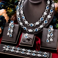 kellybola gorgeous custom geometric chain necklace bracelet ring earring 4pcs womens wedding party boutique zircon jewelry set