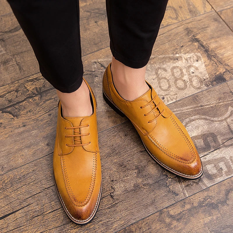 

Брендовая мужская обувь на весну и осень, Классическая простая и удобная Высококачественная деловая обувь, водонепроницаемая Нескользящая...