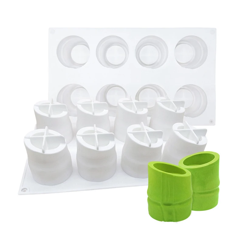 

Meibum 8 Cavity French Dessert Bamboo Cup Shape Cake Silicone Mold Cupcake Mould Chocolate Mousse Jelly Baking Tools