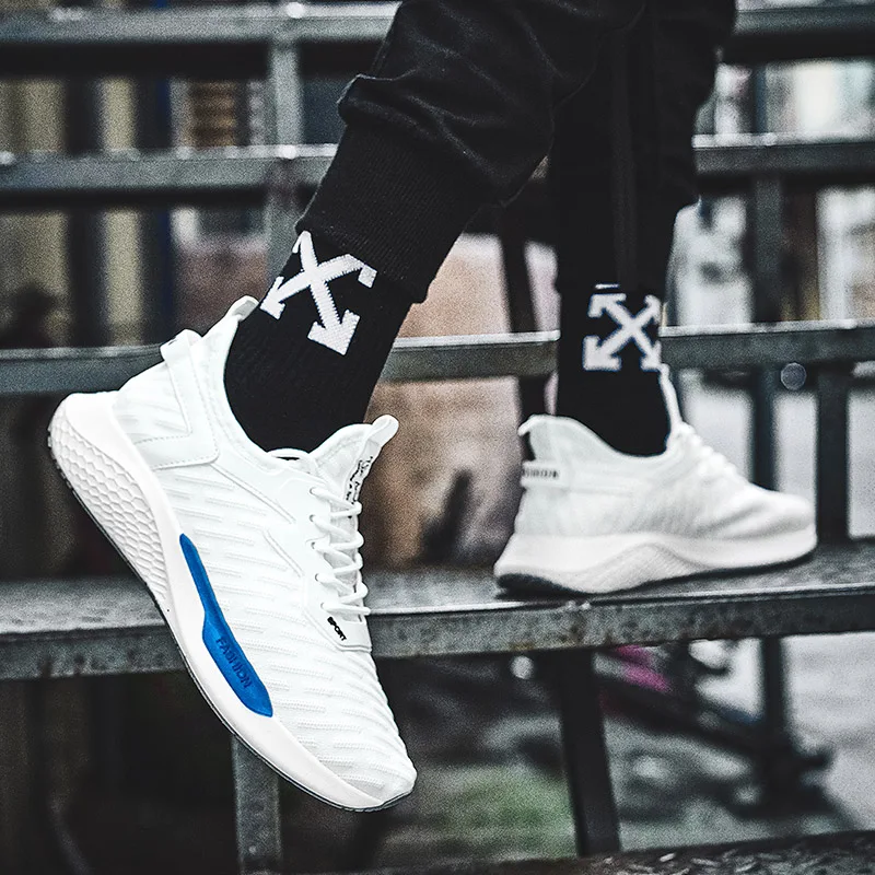 Уличная Мужская обувь для бега прогулок спортивная на толстой подошве Дышащие