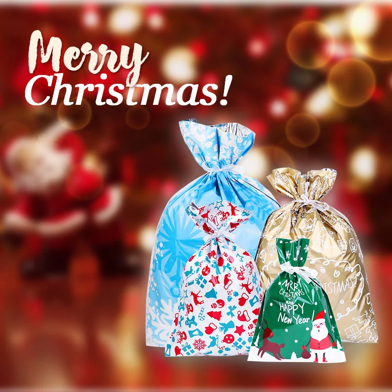 15 шт./компл. шнурок Рождественский маленькие подарочные мешки Подарочный мешок