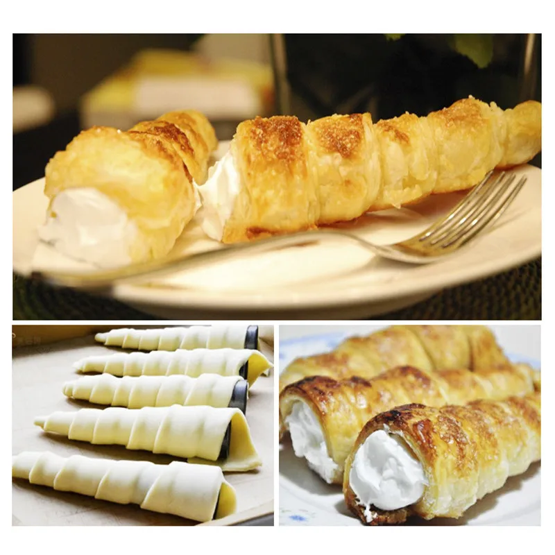 

5/10Pcs Conical Tube Cone Roll Moulds Spiral Croissants Molds Cream Horn Mould Pastry Mold Cookie Dessert Kitchen Baking Tool