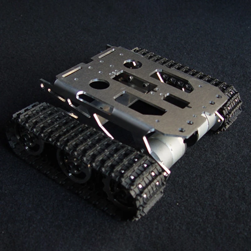 Черный амортизатор металла RC робот танк шасси комплект Мобильная платформа для