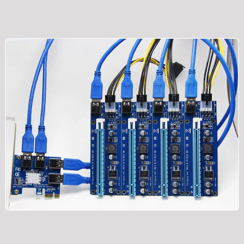 

PCI Expansion Card 1 to 4 PCI Slots USB 3.0 Converter Adatper Cables PCIE Riser Cards For Bitcoin Mining Device Adatper H-best