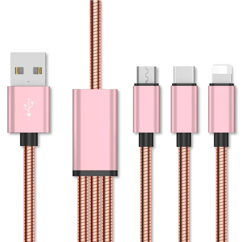 3 в 1 кабель для быстрой зарядки Type C 8Pin Micro USB передачи данных iphone 11 Pro X Xr 8 7 6 6S Plus Sumsung