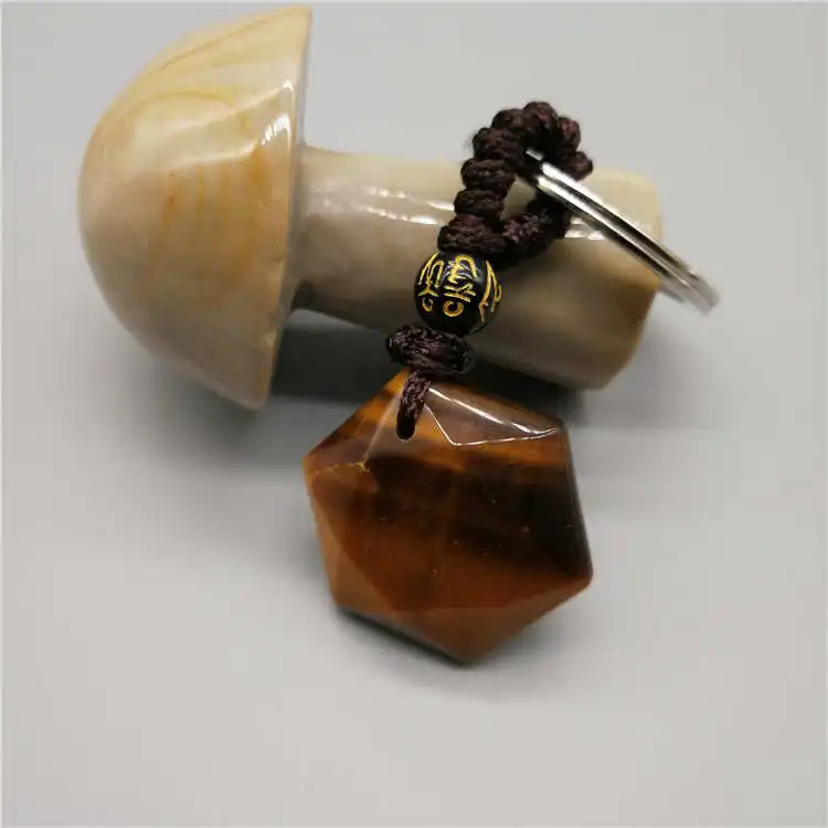 1 Pc Fashion Natural Stone Pendant Keychain Quartz Key Rings Pink Crystal Chains Accessories Jewelry Gift | Украшения и