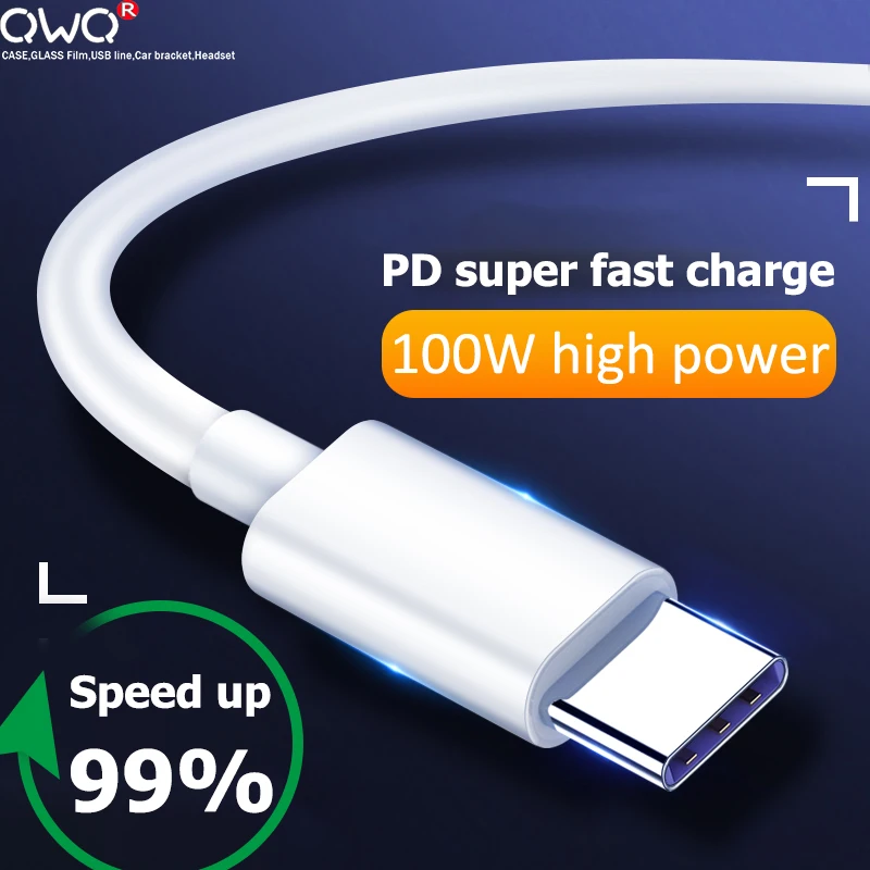 100 Вт USB C к Type кабель PD 5A быстрое зарядное устройство c для Samsung S21 A52 Xiaomi Redmi note 10 Huawei