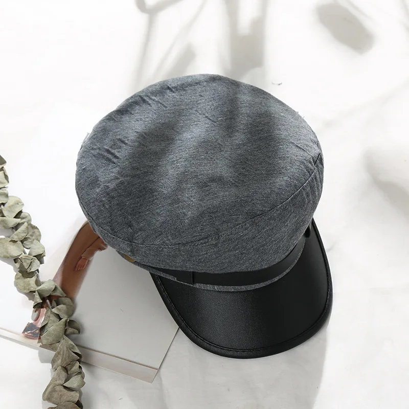 Модная военная шапка из искусственной кожи сезон осень-зима шерстяная