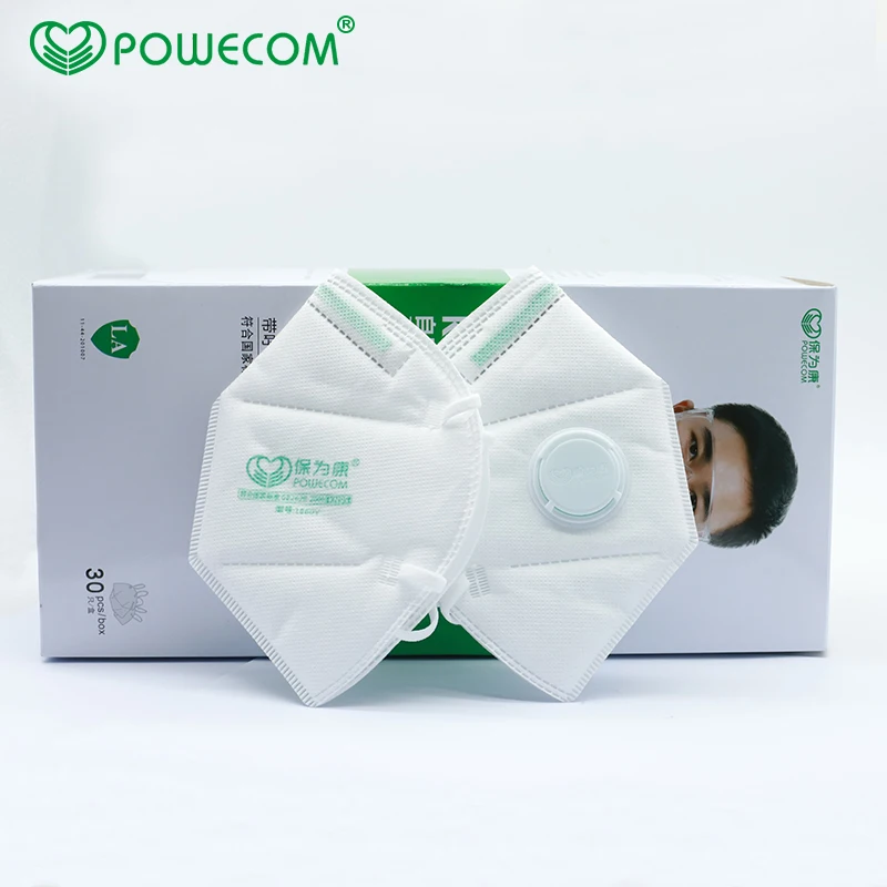 Фото Маска KN95 POWECOM kn95mask с активированным углем и клапаном, многоразовая маска для лица с фильтром 95% №5