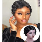 Короткие парики из человеческих волос с прозрачной кружевной передней частью, волнистые волосы для женщин, вьющиеся волнистые человеческие волосы