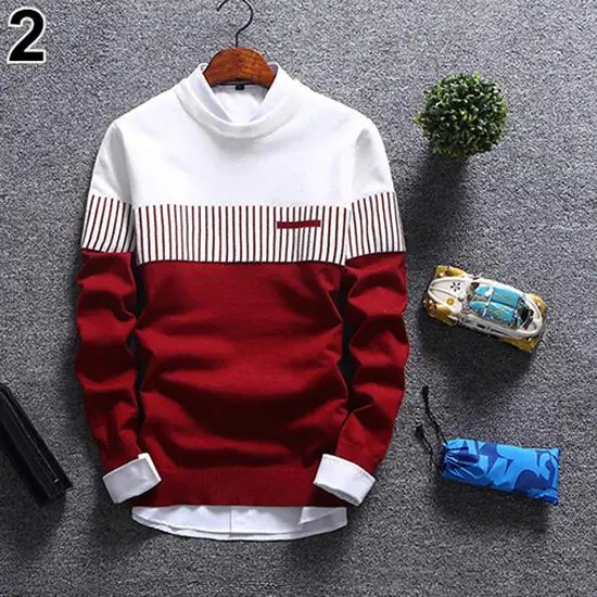 

Fashion Stitching Men's Sweaters Male Knitwear sweater warm patchwork Round Collar clothing cotton casual wool pullovers 2020