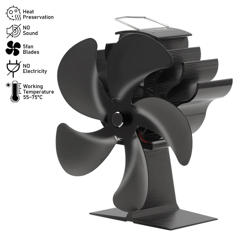 

5 лезвий для черного камина, зеркальная Экологичная деревянная горелка, бесшумное энергосберегающее домашнее эффективное распределение