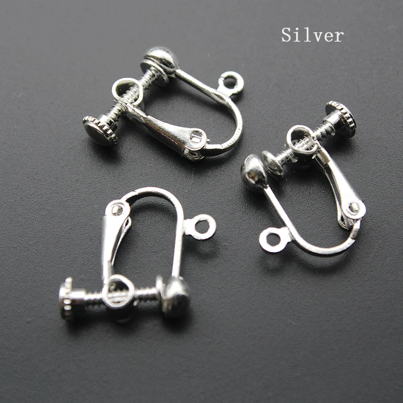 silver 20 шт./лот, медный материал, зажим для ушей, сделай сам, ручная работа, серьги, фурнитура для ювелирных изделий, запчасти, Z1056 - Цвет: silver