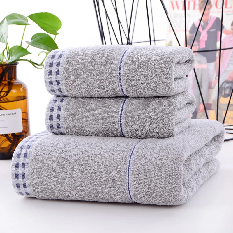 Комплект банных полотенец из 100% хлопка серое впитывающее полотенце подарок