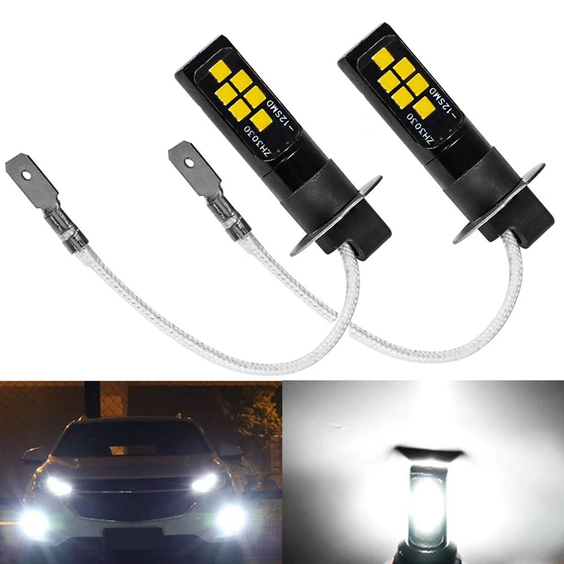 H3 светодиодные фары 12V 12Smd светильник лампочка 3030 Чипсет W5W лампы 194 Светодиодные