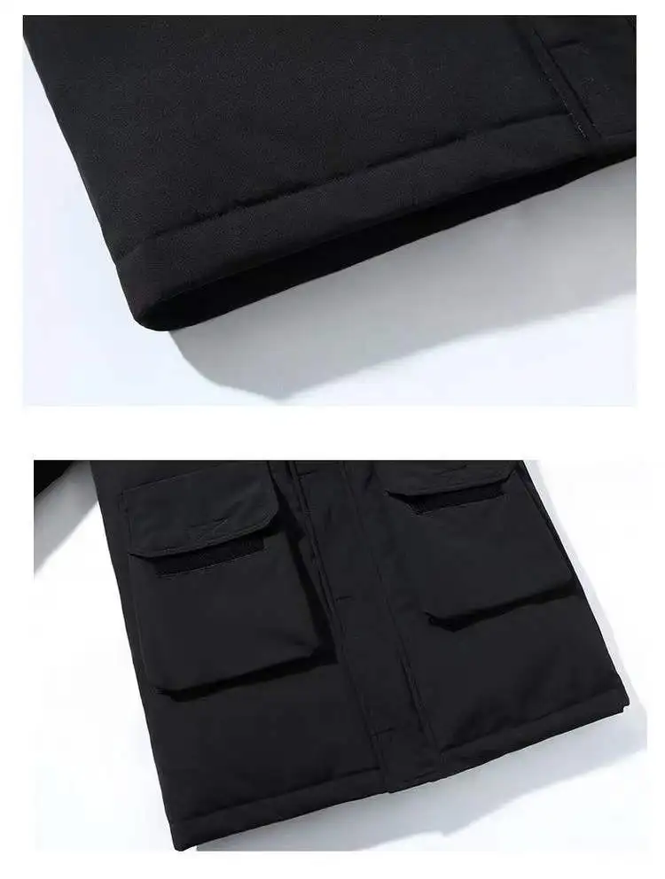 Men's Down Jacket Winter Men's Workwear Down Jacket Mid-length Warm Coat Korean Version Thickened Hood Men's Casual Wear