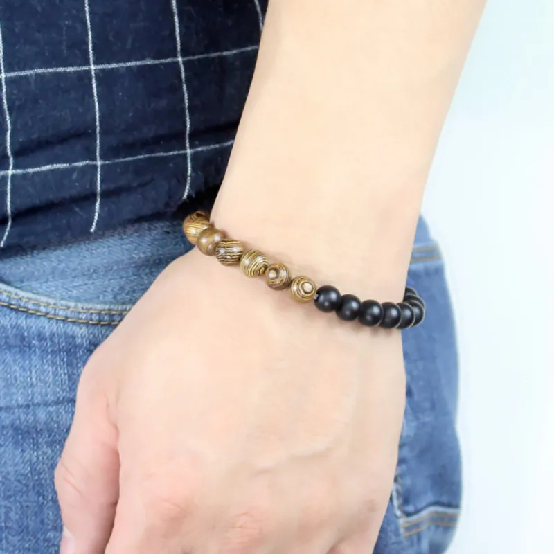 18 Цвета модные натуральное дерево из бисера браслет для мужчин и женщин браслеты