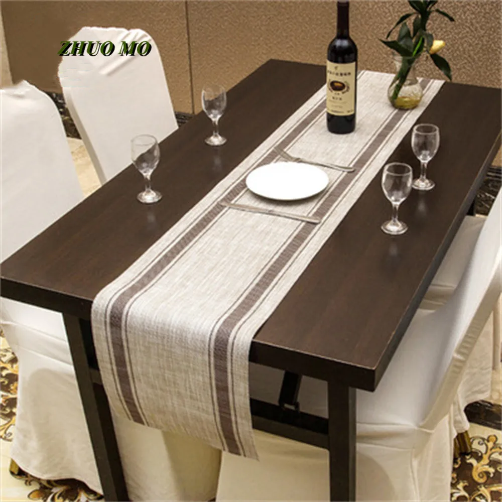 

Washable 30*135cm European Table Placemat Striped Kitchen Accessories Coffee Restaurant Pvc Hotel Mat Placemat Table Runner