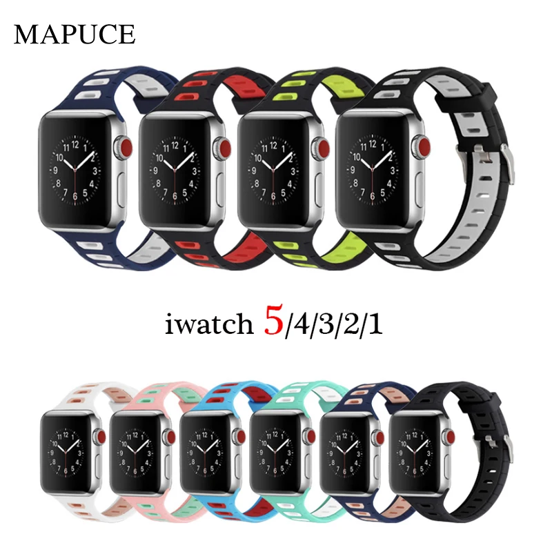 MAPUCE силиконовый ремень для наручных часов Apple Watch 6 SE 5 4 3 2 аксессуары 38 мм 42