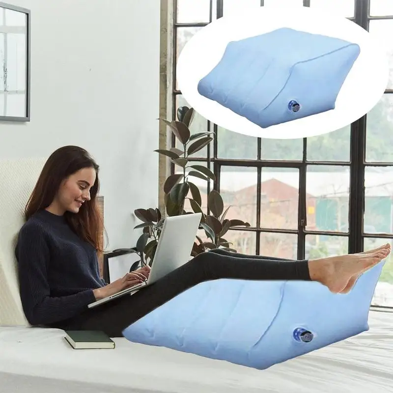 

Blue Portable Inflatable Leg Pillows Knee Support Relief Back Relieve Shoulder Reduce Neck Pain 10 * 20 * 16inch