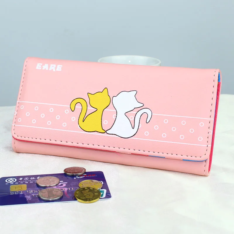 Женские кошельки с рисунком кошки женские держатель для карт складной клатч