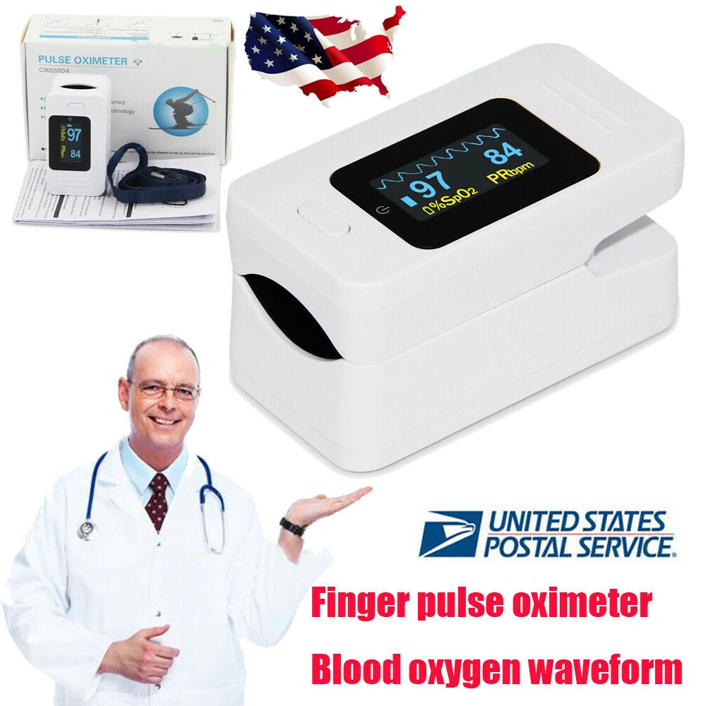 

CMS50D4 Finger Tip Pulse Oximeter OLED Screen Blood Oxygen Saturation Monitor SpO2 PR Heart Rate Patient Monitor Tester Meter