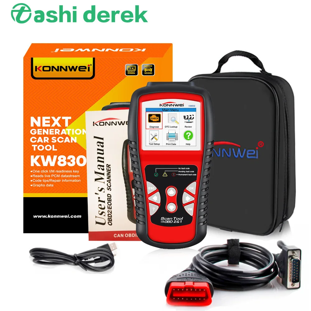 

Автомобильный диагностический сканер KONNWEI KW830 OBD2, сканер может обнаруживать аккумулятор, тестер батареи, 10 режимов проверки OBDII для диагност...