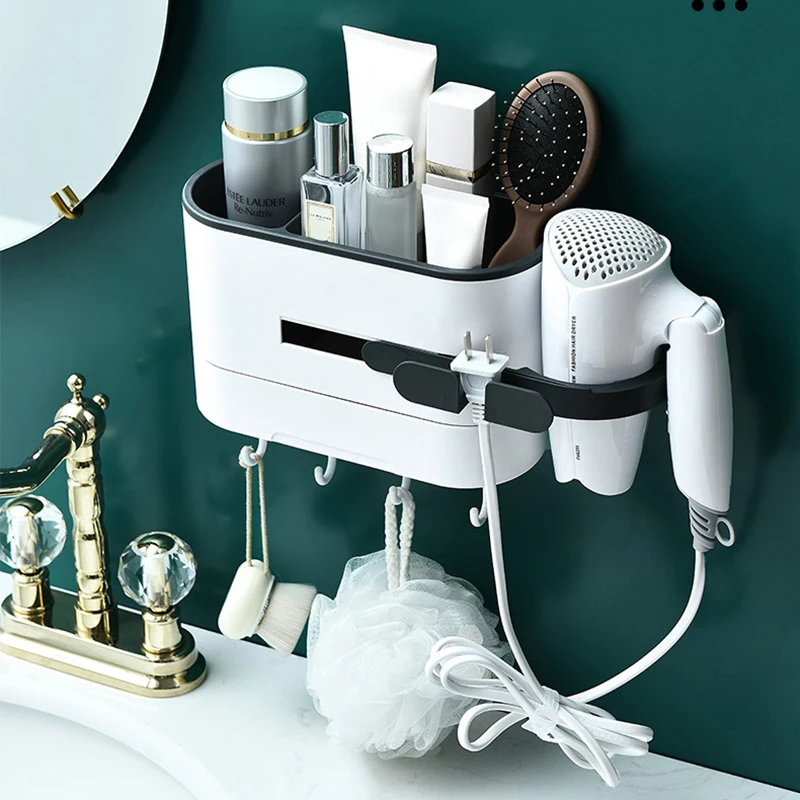 

Hair Dryer Rack Free Punch Wall Hanging Toilet Vanity Hair Dryer Hanger Bathroom Storage Hair Dryer Organizer Shelf Nary Grey
