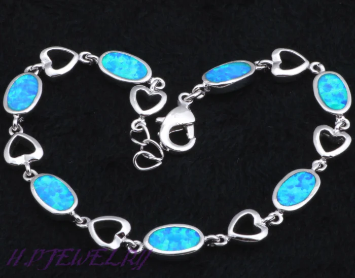 

Gorgeous Gifts for Ladies Hot Sale Wholesale Price Blue Fire Opal Silver Fashion Jewelry Charm Bracelets OB022