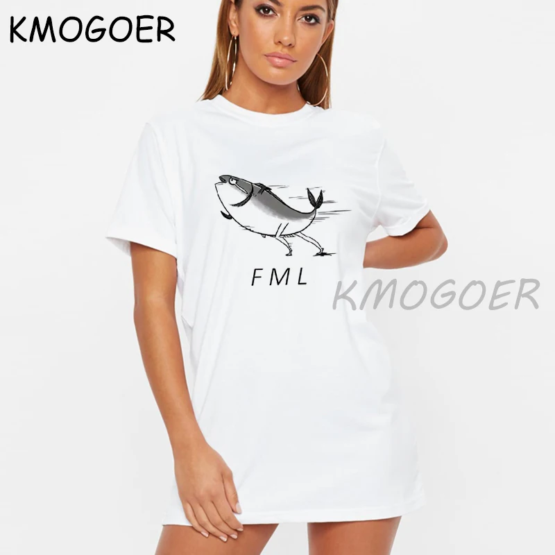 

KMOGOER Straight Women Maxi Dress Japanese Fish Tshirt Dress Short Sleeve Female Dresses O-Neck Summer Dress Women 2021