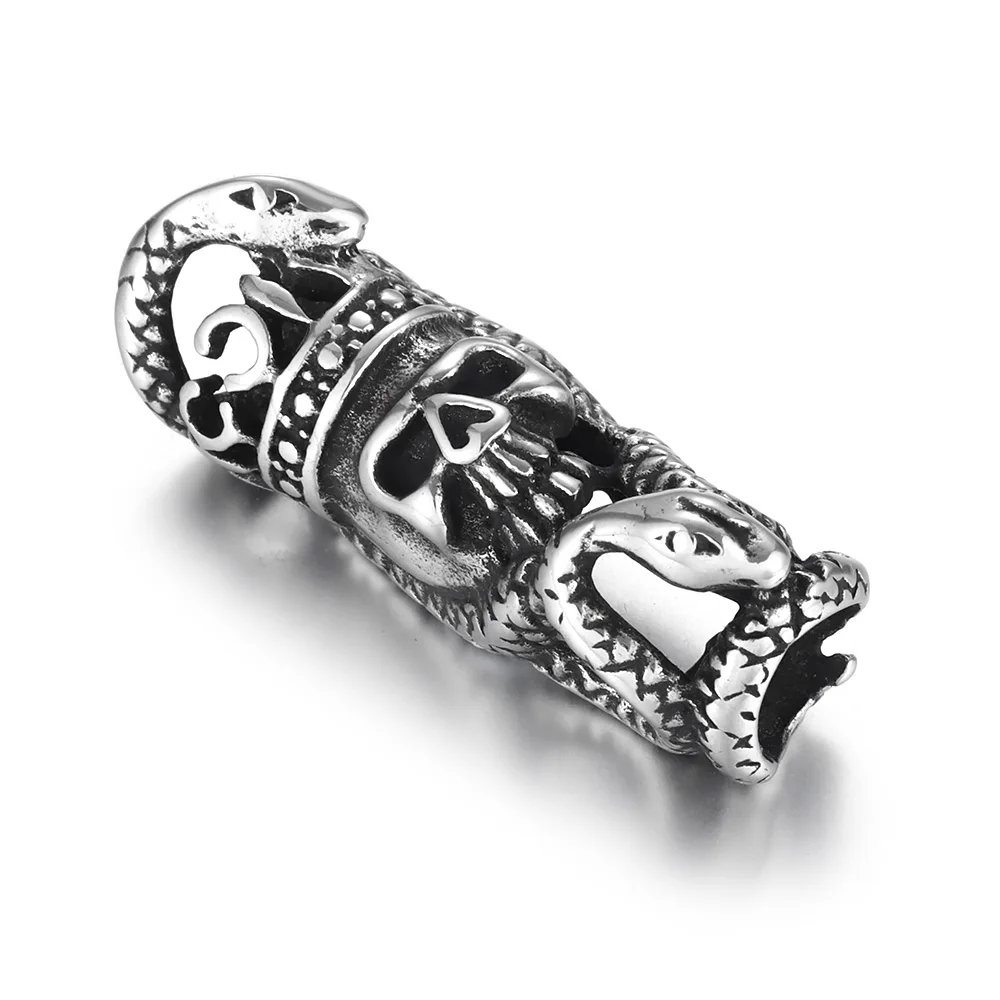 

Stainless Steel Tube Beads Skull Large Hole 6mm Polished Hollow Metal Bead Accessories for DIY Bracelet Jewelry Making