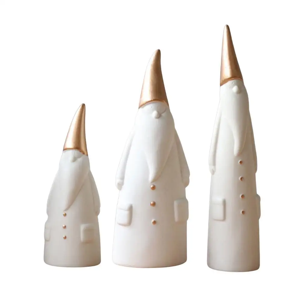 

Керамические рождественские украшения 3 шт., набор белых статуй Санта Клауса, стоячий отец, Рождественская фигурка, нордический минималисти...