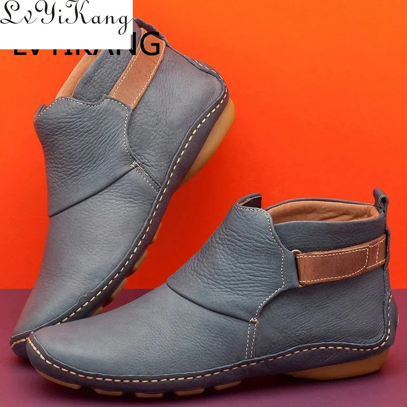 Сезон осень-зима Теплые женские короткие сапоги на высоком квадратном каблуке