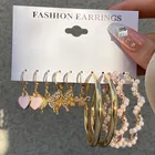 Модные золотые серьги-кольца Серебряная бабочка, Комплект сережек для женщин Змеиный жемчуг, смола, ювелирные изделия для вечевечерние