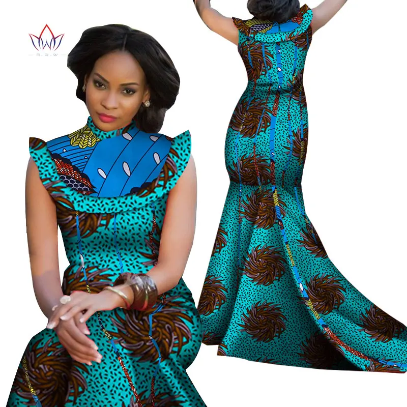 Женское Африканское Платье с принтом Bazin черное платье воротником стойкой и