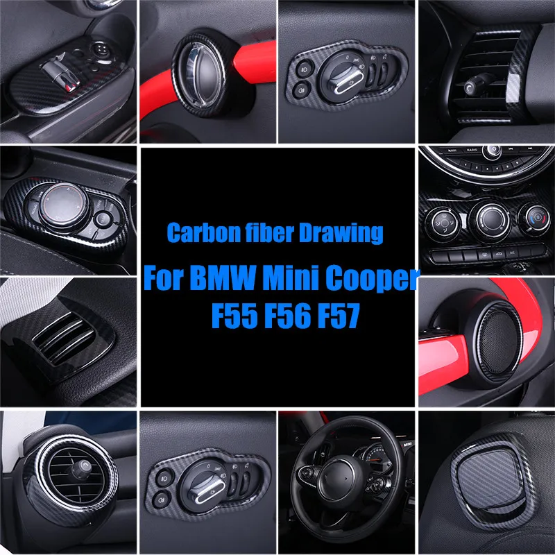 

Для BMW Mini Cooper F55 F56 F57 автомобильные аксессуары для стайлинга интерьера из углеродного волокна ABS декоративная крышка отделка