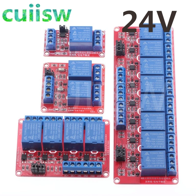 Релейная плата с оптроном высоким и низким рычагом запуска для Ardiuno 24 В 1/2/4/8