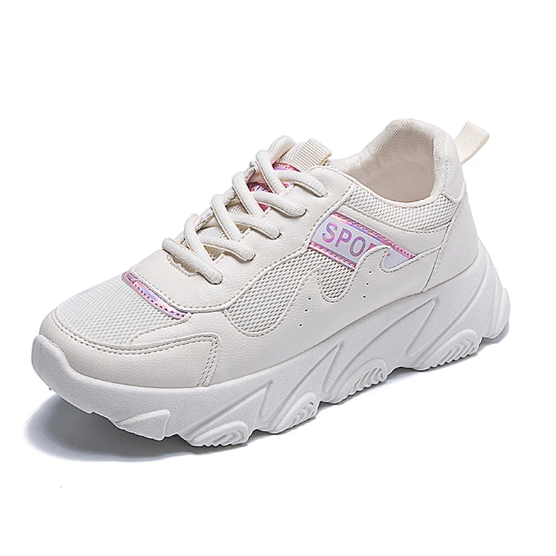 CINESSD White Sneakers Autumn Glitter Shoes Woman PU Leather Breathable Mesh Women Chunky Sapatos De Mujer | Обувь