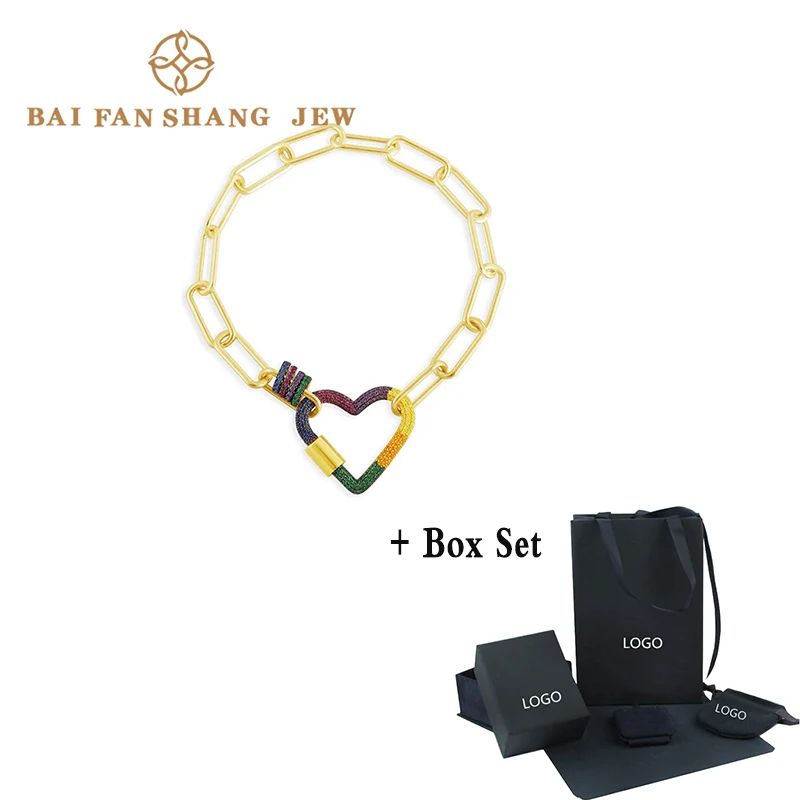 

Fashion Jewelry New Rainbow Heart-shaped Chain Bracelet Exquisite Heart-shaped Decoration Female All-match Luxury Bracelet