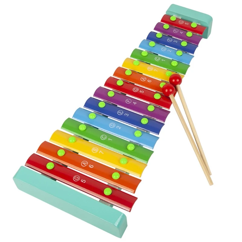 

Baby Kids Wooden Xylophone 15 Tones Knock Piano Toys Musical Instrument Educational Toy + 2 Mallets