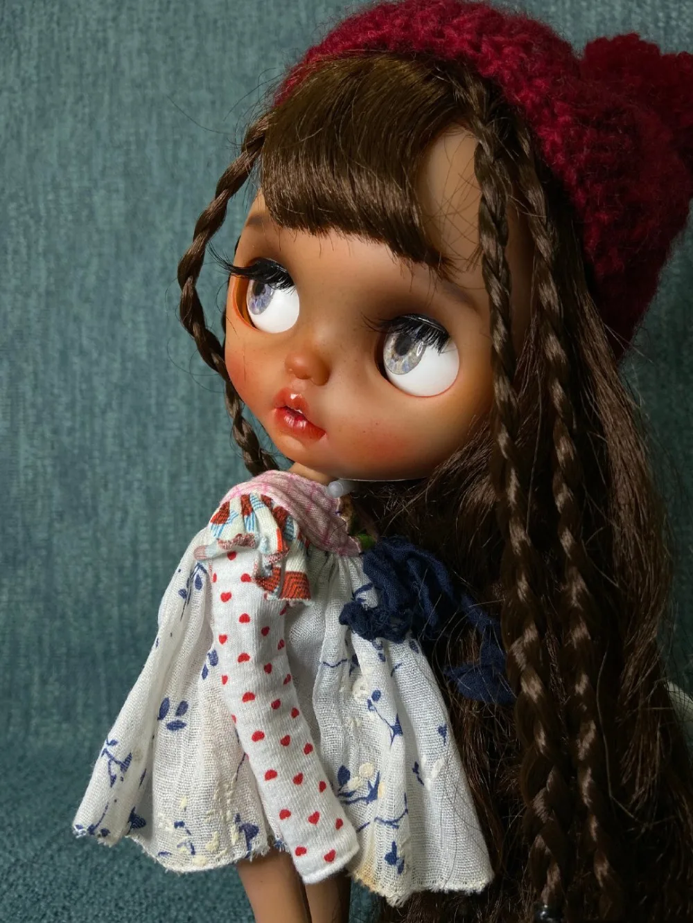 ICY 19 joint blyth кукла с макияжем лицо с волосами девочка подарок коричневая кожа с сонными глазами макияж кукла