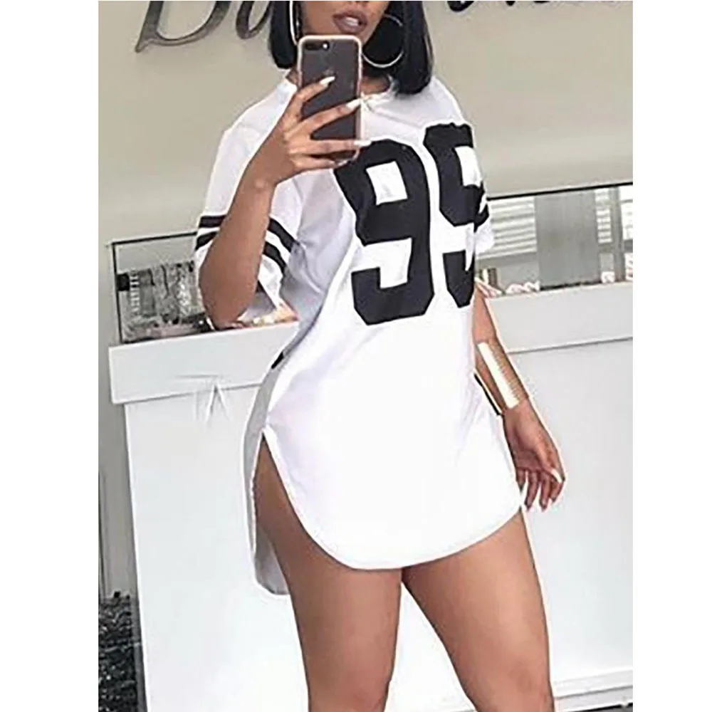 Платье-футболка женское повседневное с принтом элегантная одежда большим