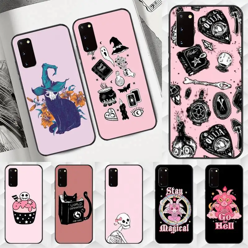 

Pink Cat Skull Sorceress Witch Phone Case For Huawei Y7 Y9 Y6 Y5 Y8 8S 8P Nova 7 6 5 4 3 Pro 2018 2019 4G 5G SE Fundas Cover