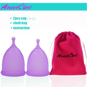Гигиенические менструальные чаши для женщин, 2 шт., 100% силикона, многоразовые, сертифицированные Copa, с тканевым мешочком Aneercare