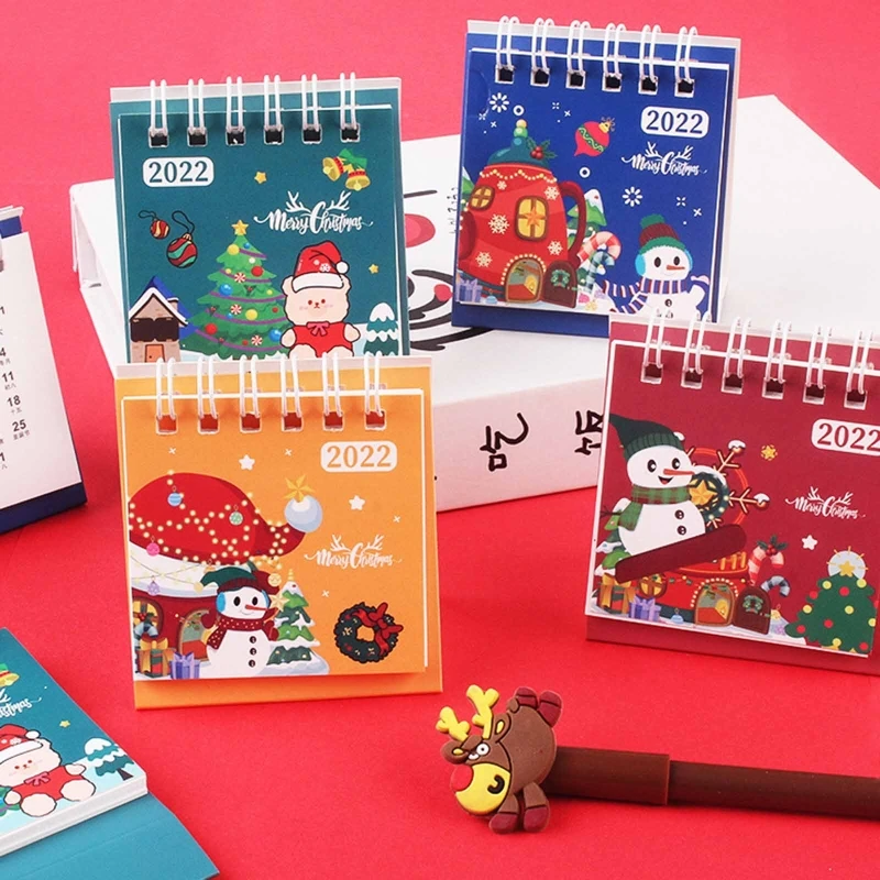 

Xmas Mini Calendar 2022 Desk Coil Portable Tabletop Decoration for students Girl