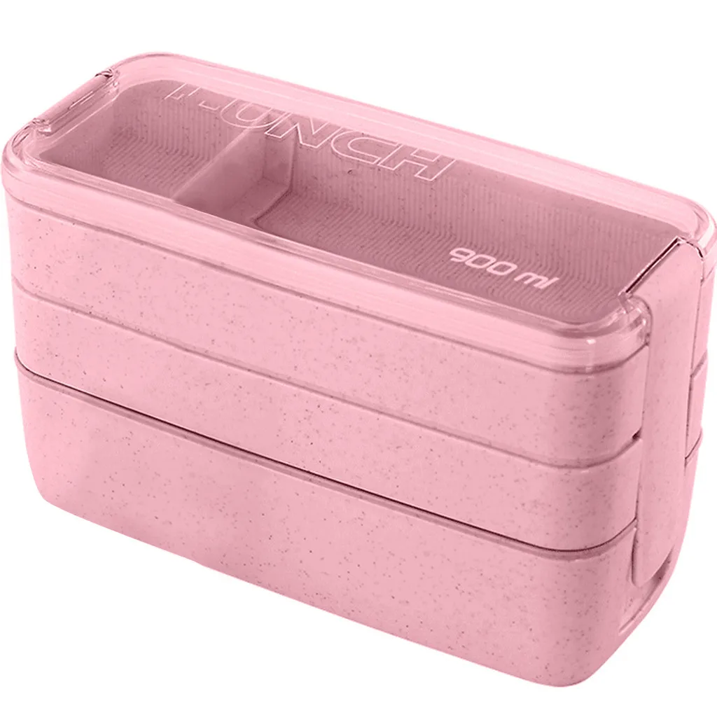 

home decor 2021 top home decor Lunch Box Leakproof Microwave Food Container t Straw 3 layer Bento Box 900ML