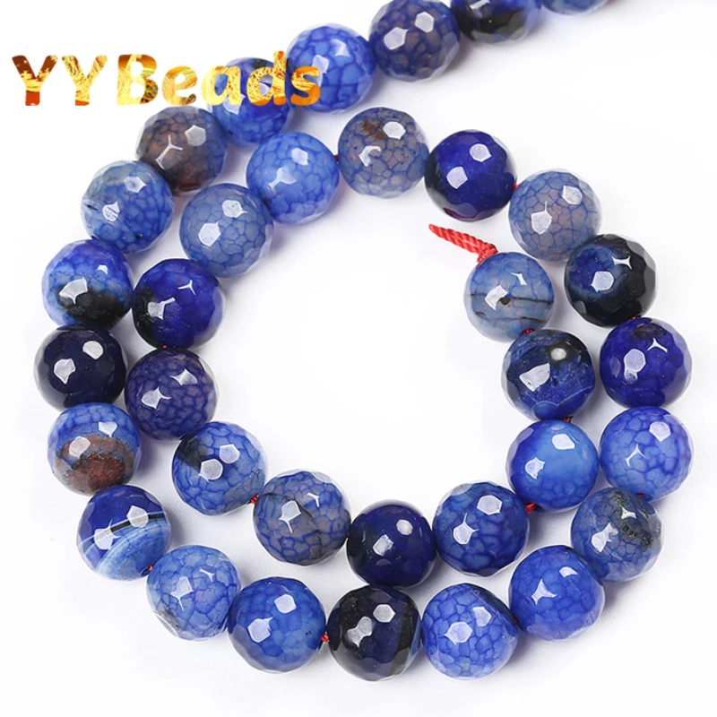 Природные ограненные Темно-синие Агаты &quotвены дракона&quot бусины 8 мм 10 свободные