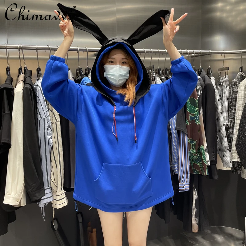 

Sweatshirt Women 2021 Fall Women's Clothing New Rabbit Ears Harajuku Style Loose Hoodies Fashion Long-Sleeved Versatile Tops