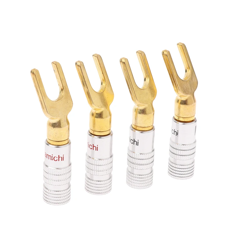 4 шт. Позолоченные Y U-образные банановые штекеры для аудио динамика вилка лопатка